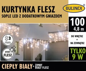 Kurtyna świetlna sople 100 LED ciepły biały + zimny biały flesz 13-568