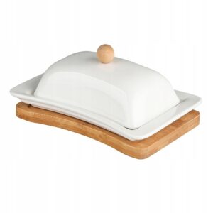 Regular Maselniczka Biała Na Bambusowej Podstawie