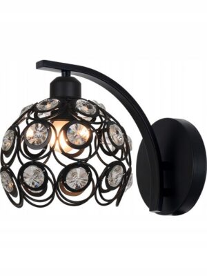 Kinkiet kryształowy czarny E27 Agora Piękny + żarówka